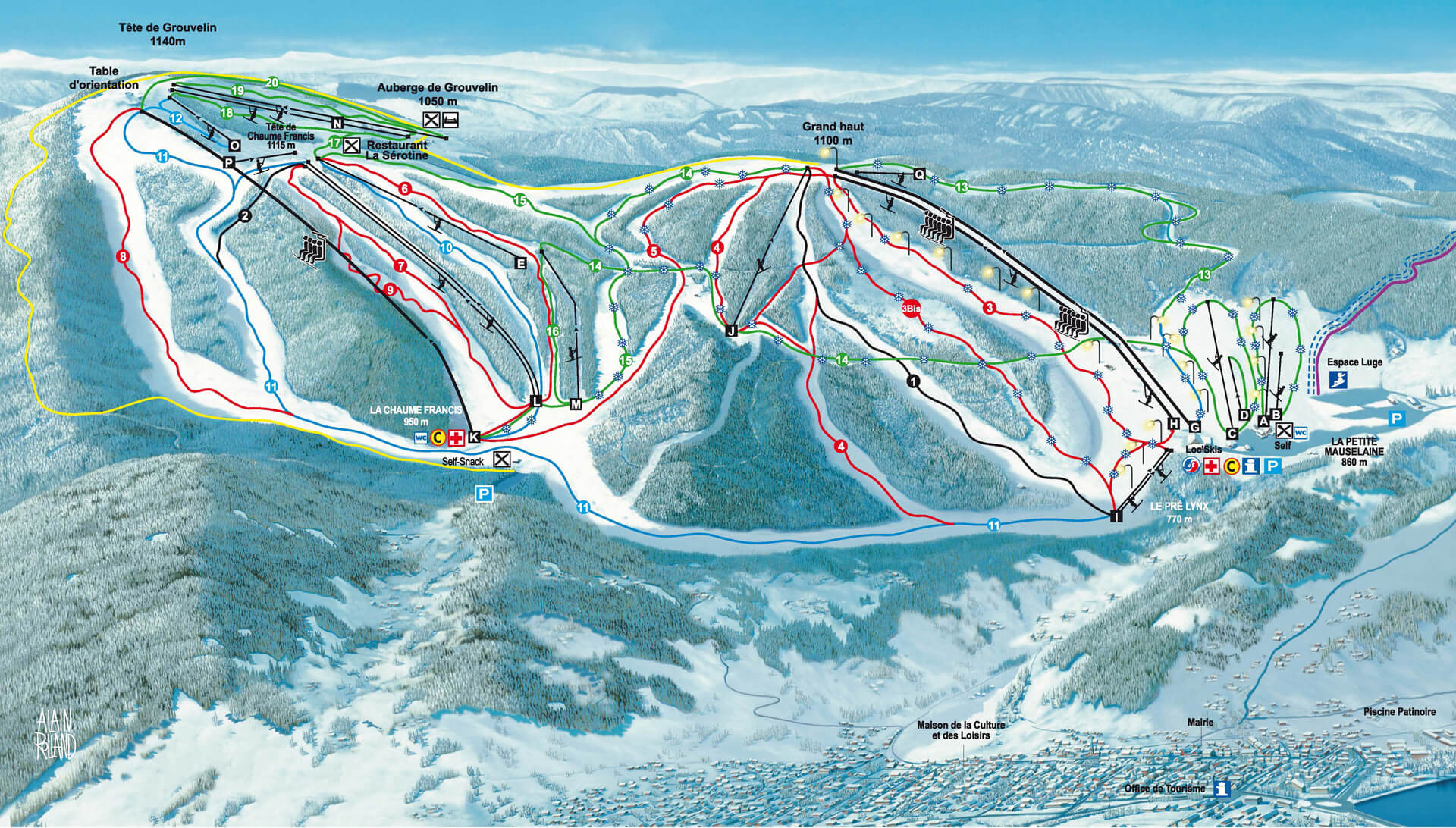 Pistekaart skigebied Gerardmer - Vogezen
